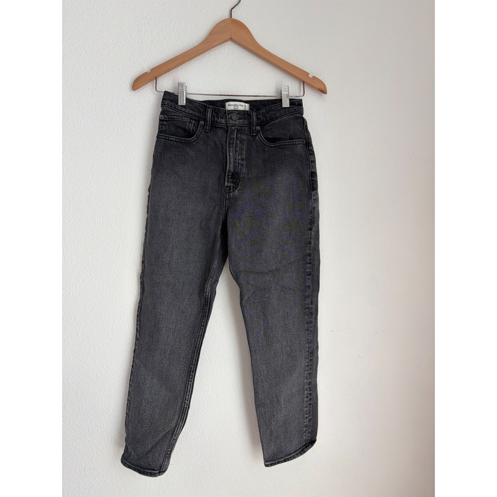 Abercrombie‎ & Fitch The Mom High Rise Jeans Faded Black Denim Size 25 0s
